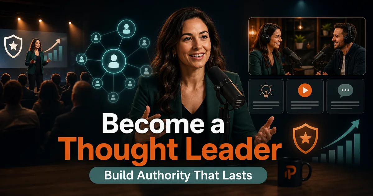 Podorax blog cover showing an industry expert building authority through speaking, podcasting, content, and trusted platforms.